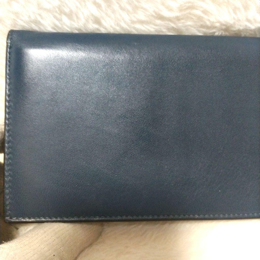 【美品】ジョルジオアルマーニ シープレザー ロゴ 二つ折り長財布 近年モデル