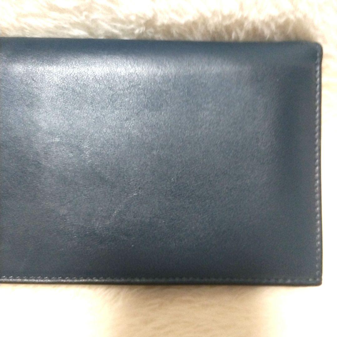 【美品】ジョルジオアルマーニ シープレザー ロゴ 二つ折り長財布 近年モデル