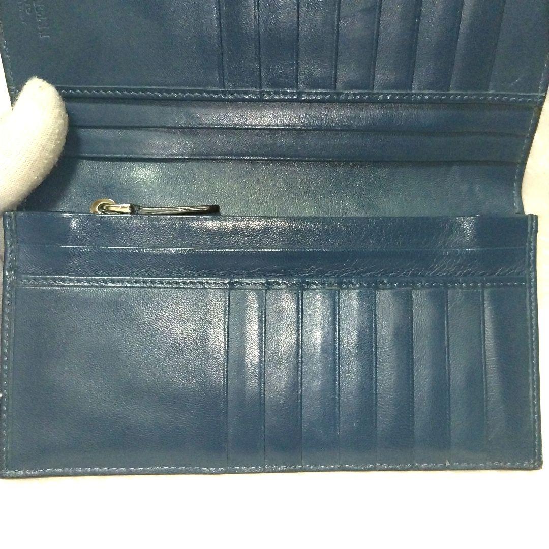 【美品】ジョルジオアルマーニ シープレザー ロゴ 二つ折り長財布 近年モデル