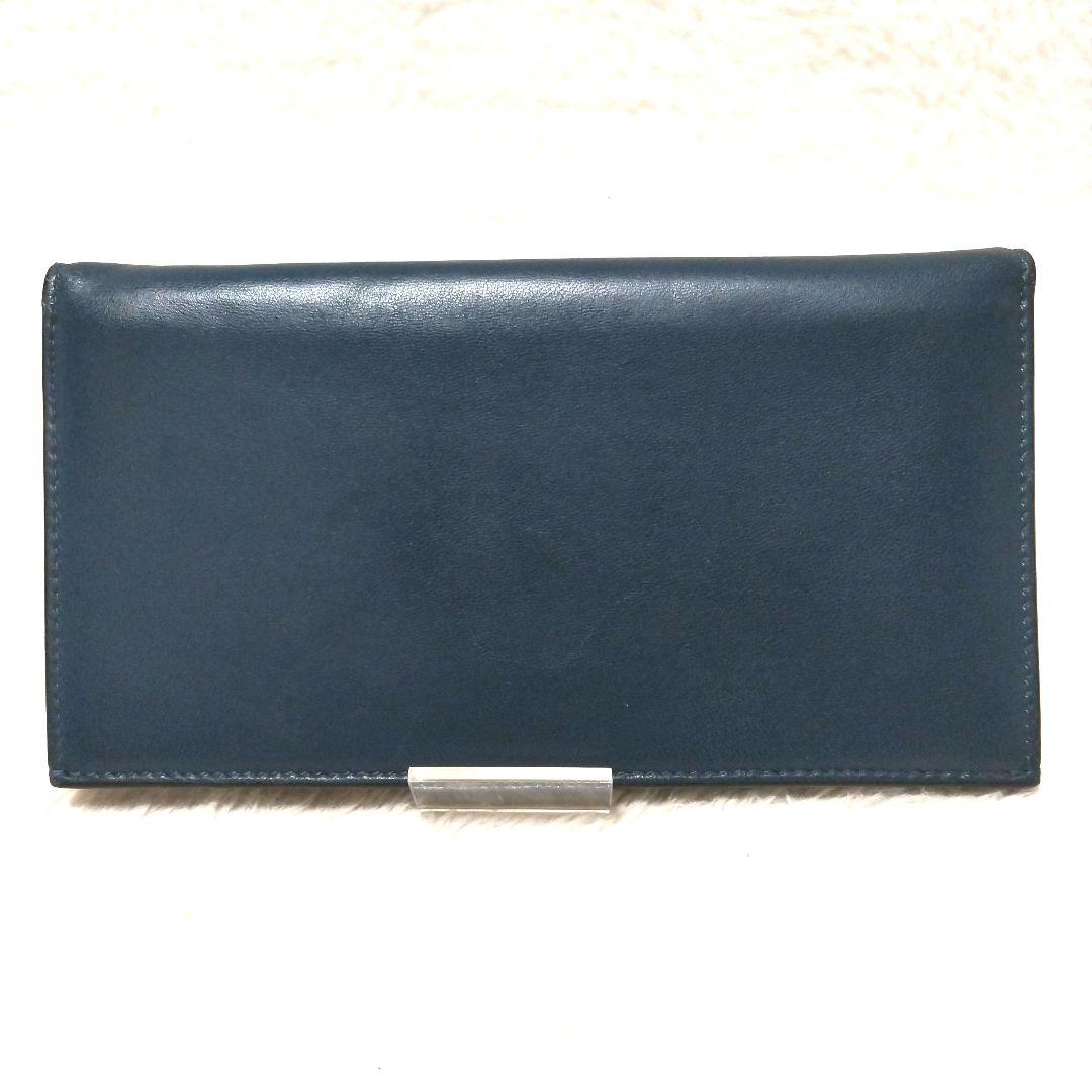 【美品】ジョルジオアルマーニ シープレザー ロゴ 二つ折り長財布 近年モデル
