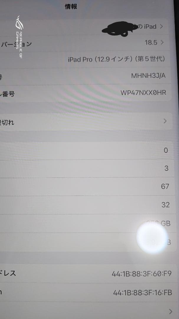 iPad Pro 12.9インチ 第5世代(M1チップ) 256GB