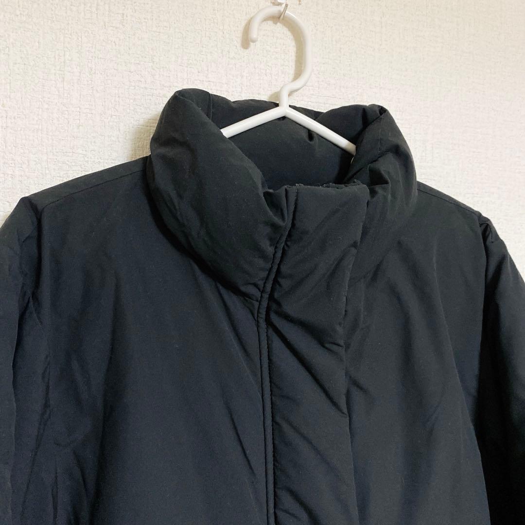 無印良品　MUJI 水を弾くスタンドカラーダウンコート S ブラック