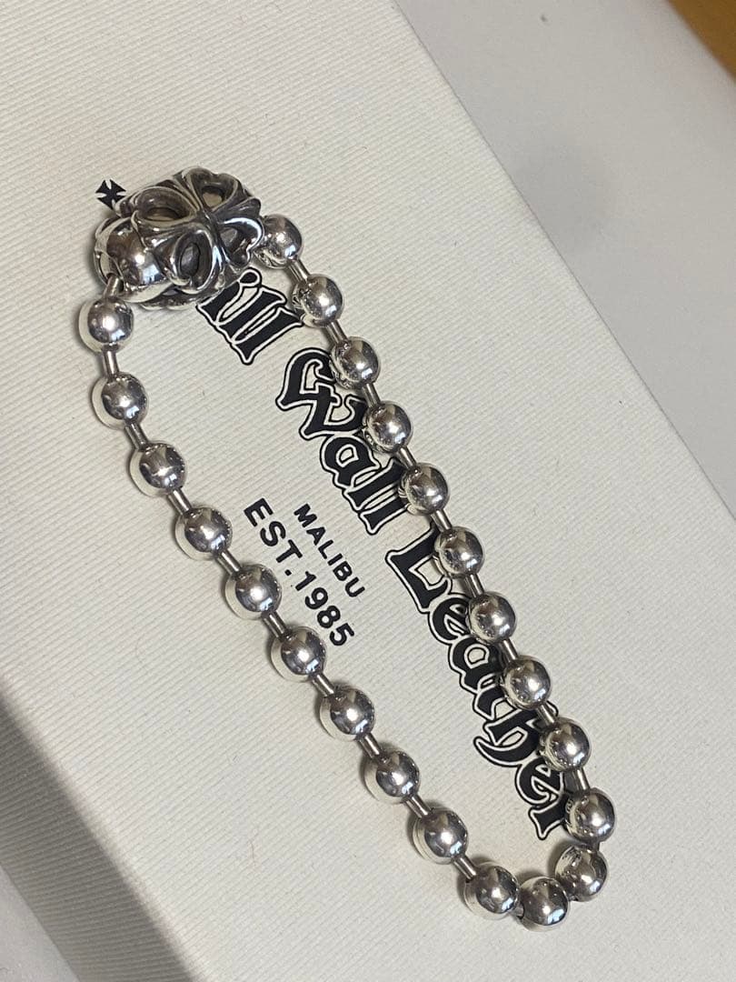 美品 ビルウォールレザー ラージボールチェーンブレスレット