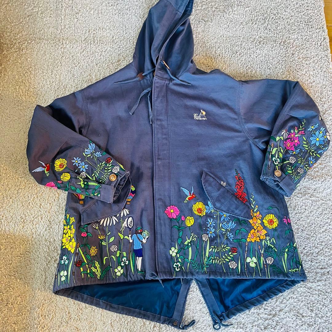 ゴースローキャラバン 植物 昆虫 刺繍 モッズコート