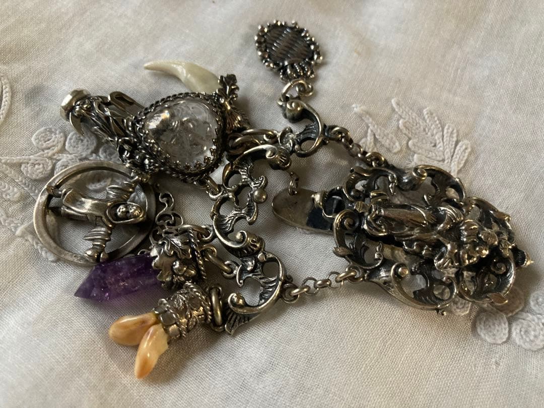 ＊専用ページ＊アンティーク シャトレーン シルバー製 アメジスト水晶 聖母マリア