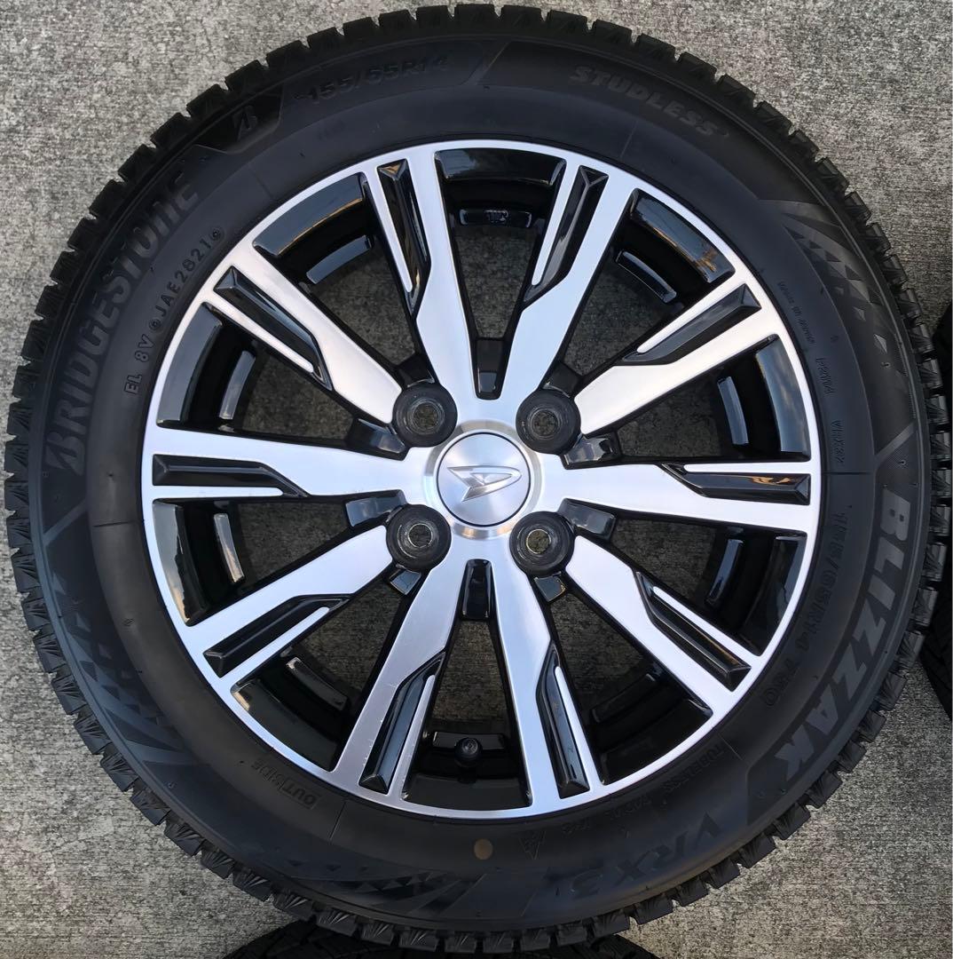 【送料無料】希少美品バリ山 ダイハツ純正14インチスタッドレス155/65R14