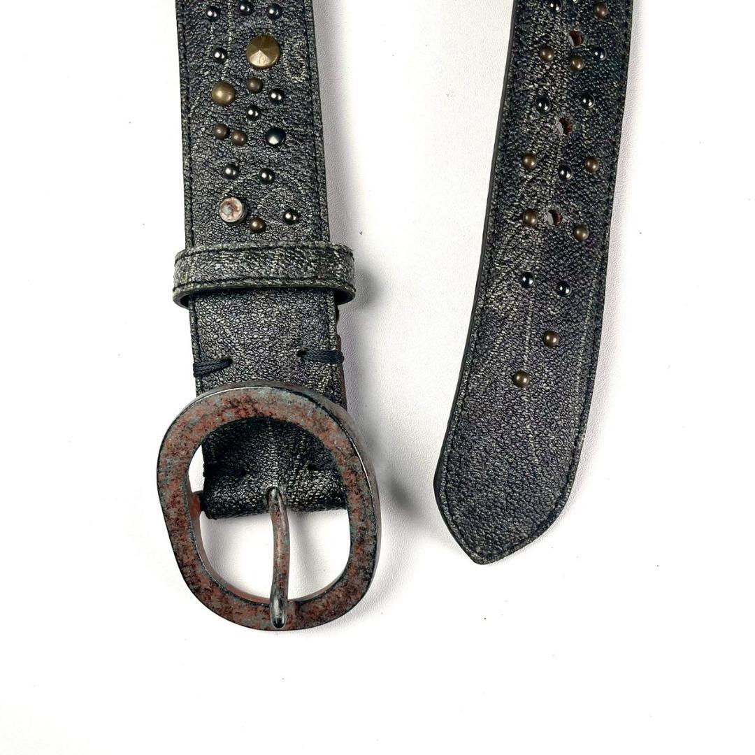 新品 ETRO スタッズ レザーベルト イタリア製 Y2K ペイズリー