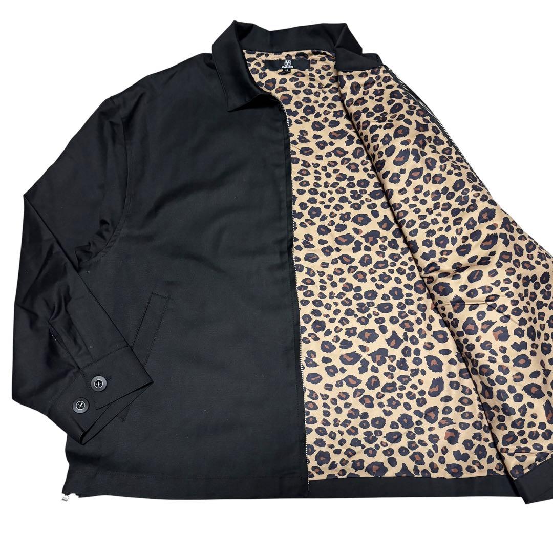 美品 CAMBIO カンビオ 黒 裏レオパード柄 スイングトップジャケット M