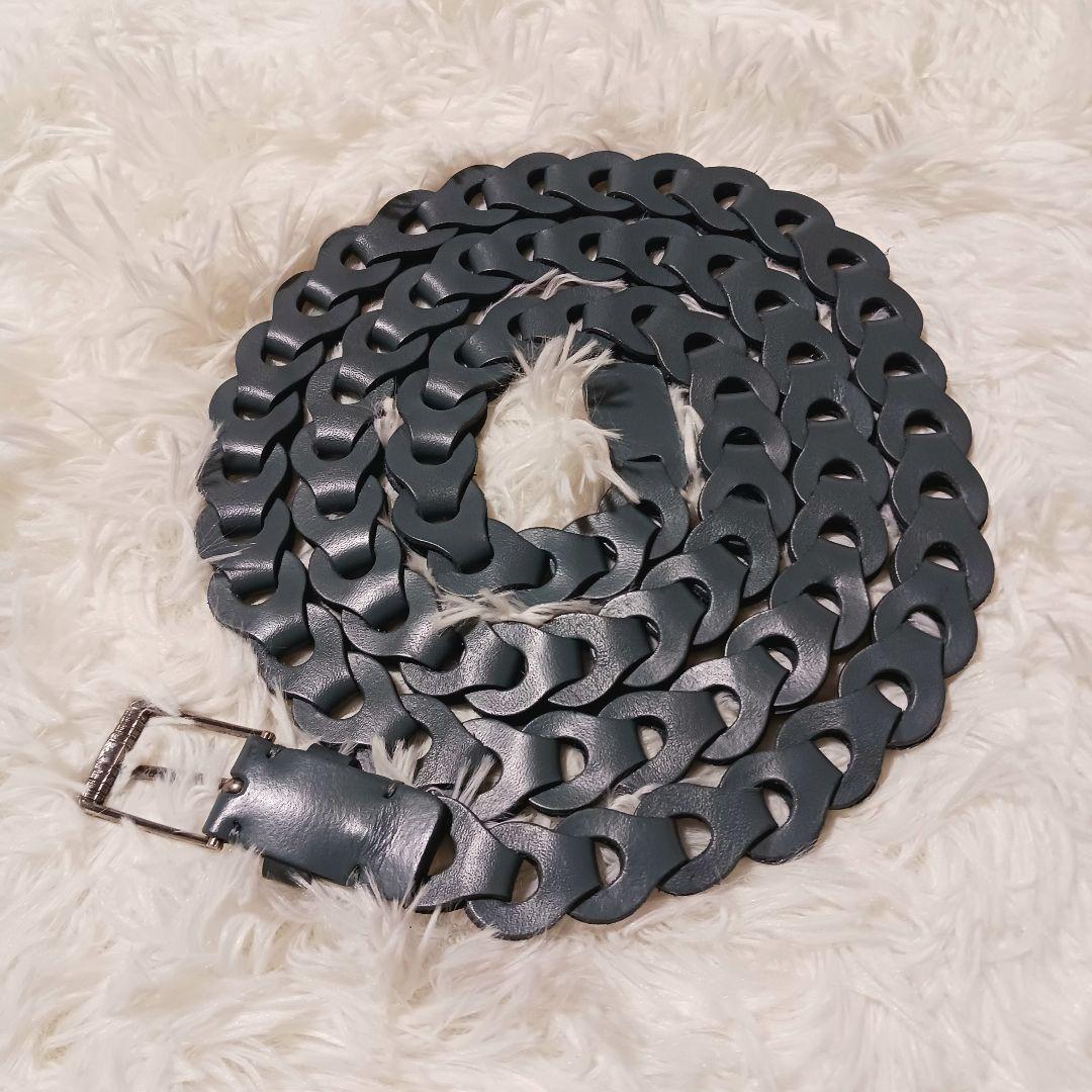 極美品★Llife LEATHER CHAIN BELT PEACOCK