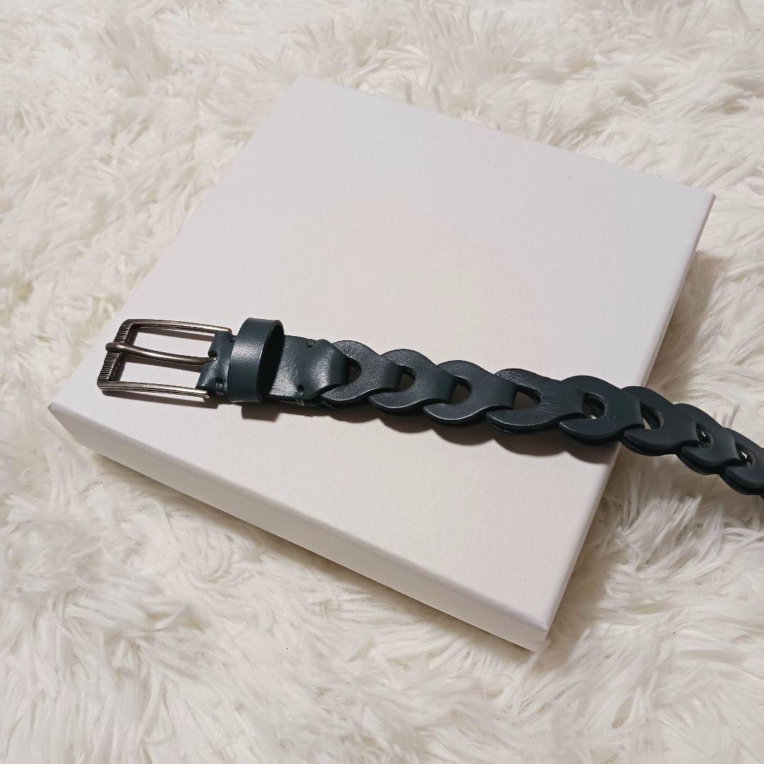 極美品★Llife LEATHER CHAIN BELT PEACOCK