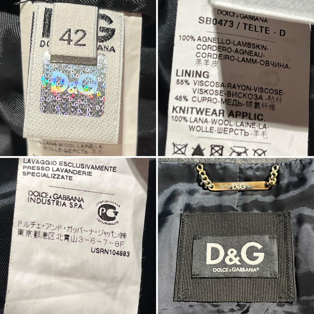 ドルチェ&ガッバーナ レザージャケット 花柄 ブラック 42 M〜L