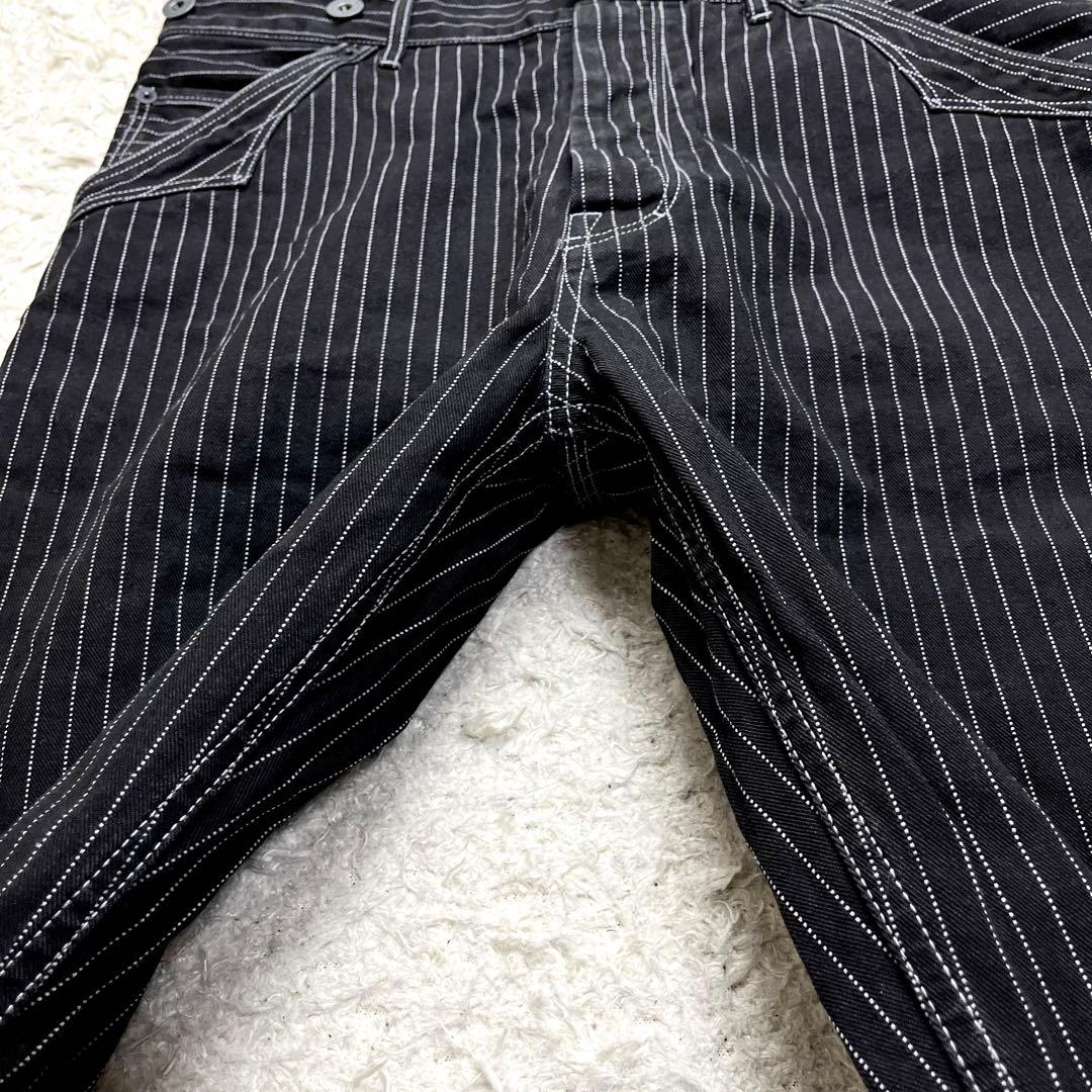 ✨極美品/36インチ✨ショット ヒッコリー デニムパンツ ストライプ ブラック