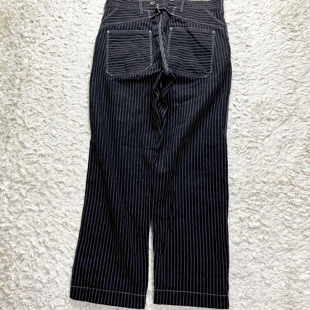 ✨極美品/36インチ✨ショット ヒッコリー デニムパンツ ストライプ ブラック