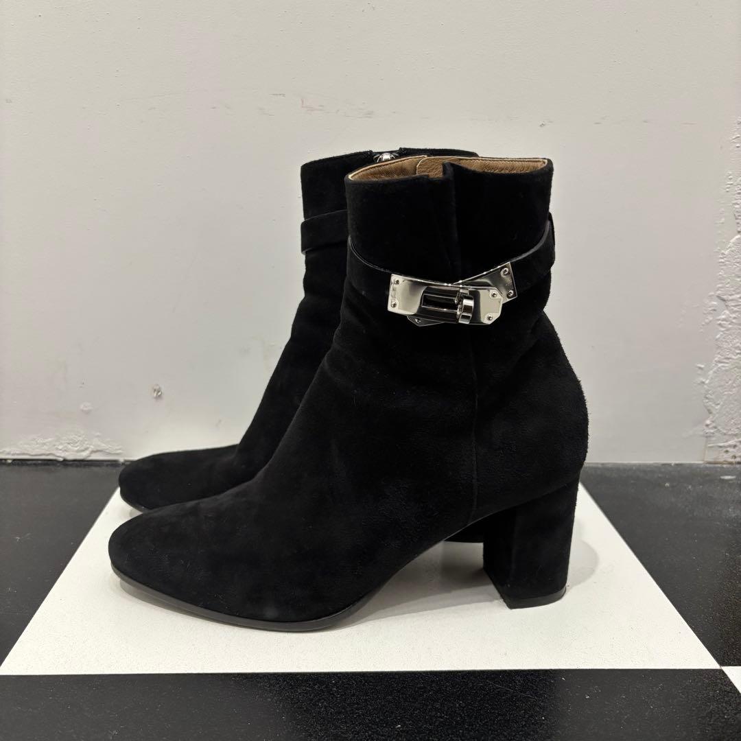 エルメス　サンジェルマン シルバー金具 ケリーバックル スエード　ショートブーツ