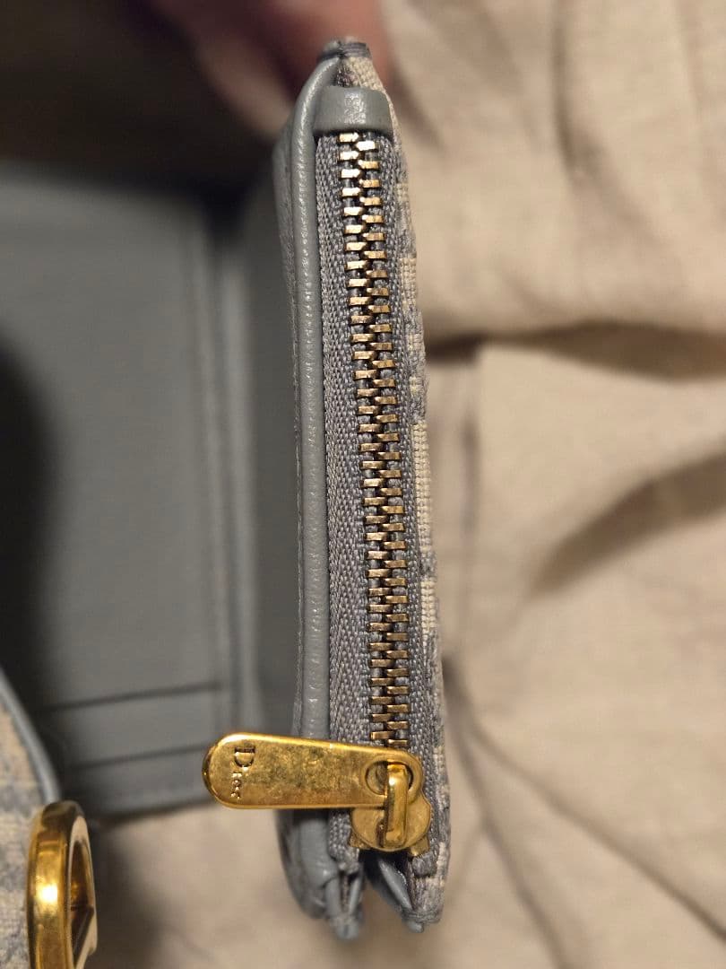 【美品】Dior Saddle Lotus ウォレット（グレー）