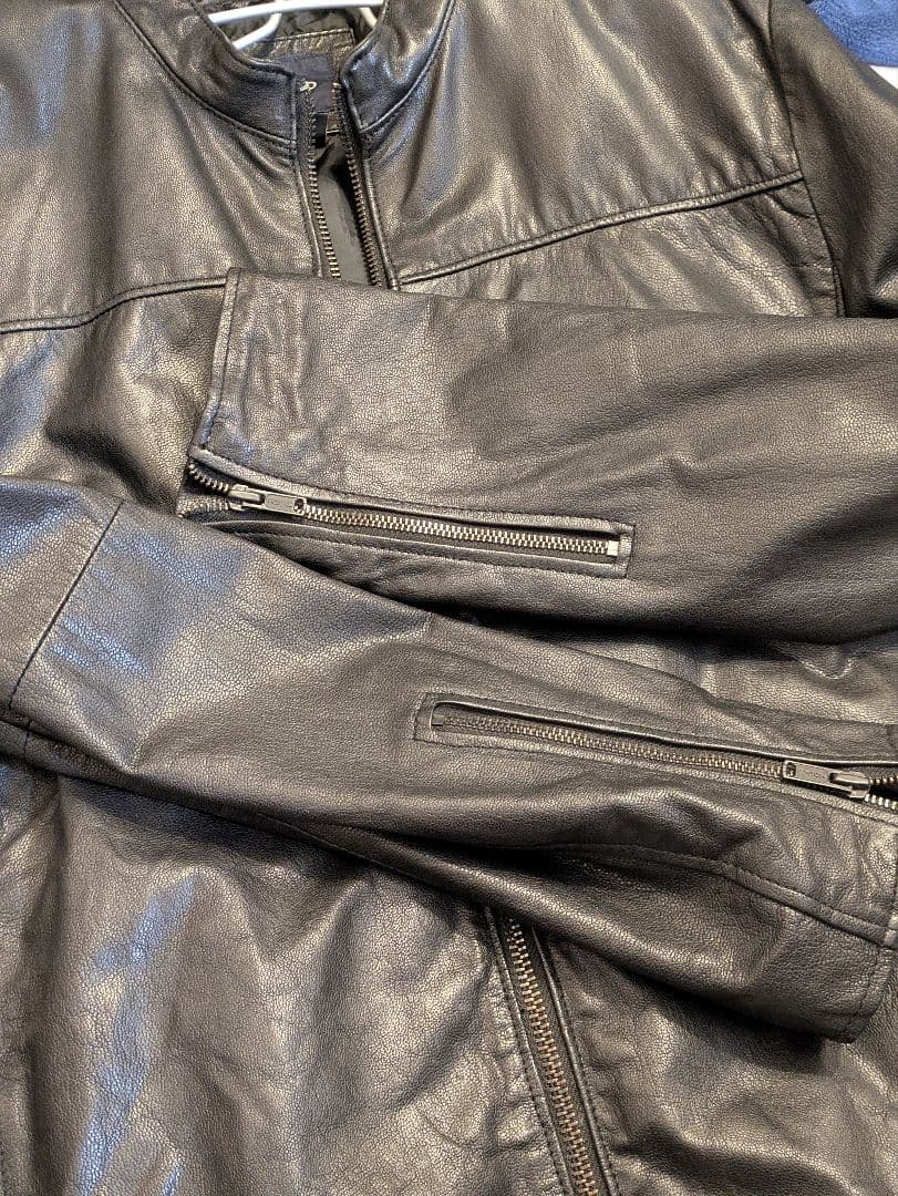 Gap 黒 レザー シングルライダースジャケット