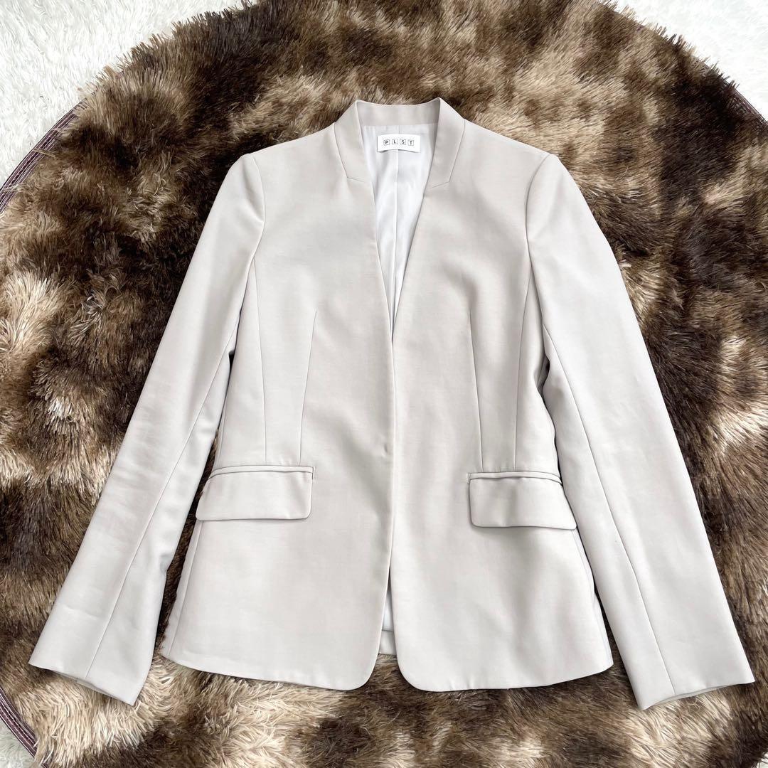 プラステ ノーカラー パンツ スーツ セットアップ 洗える 近年モデル