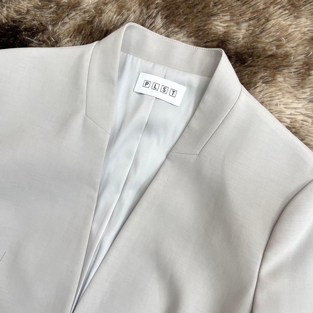 プラステ ノーカラー パンツ スーツ セットアップ 洗える 近年モデル