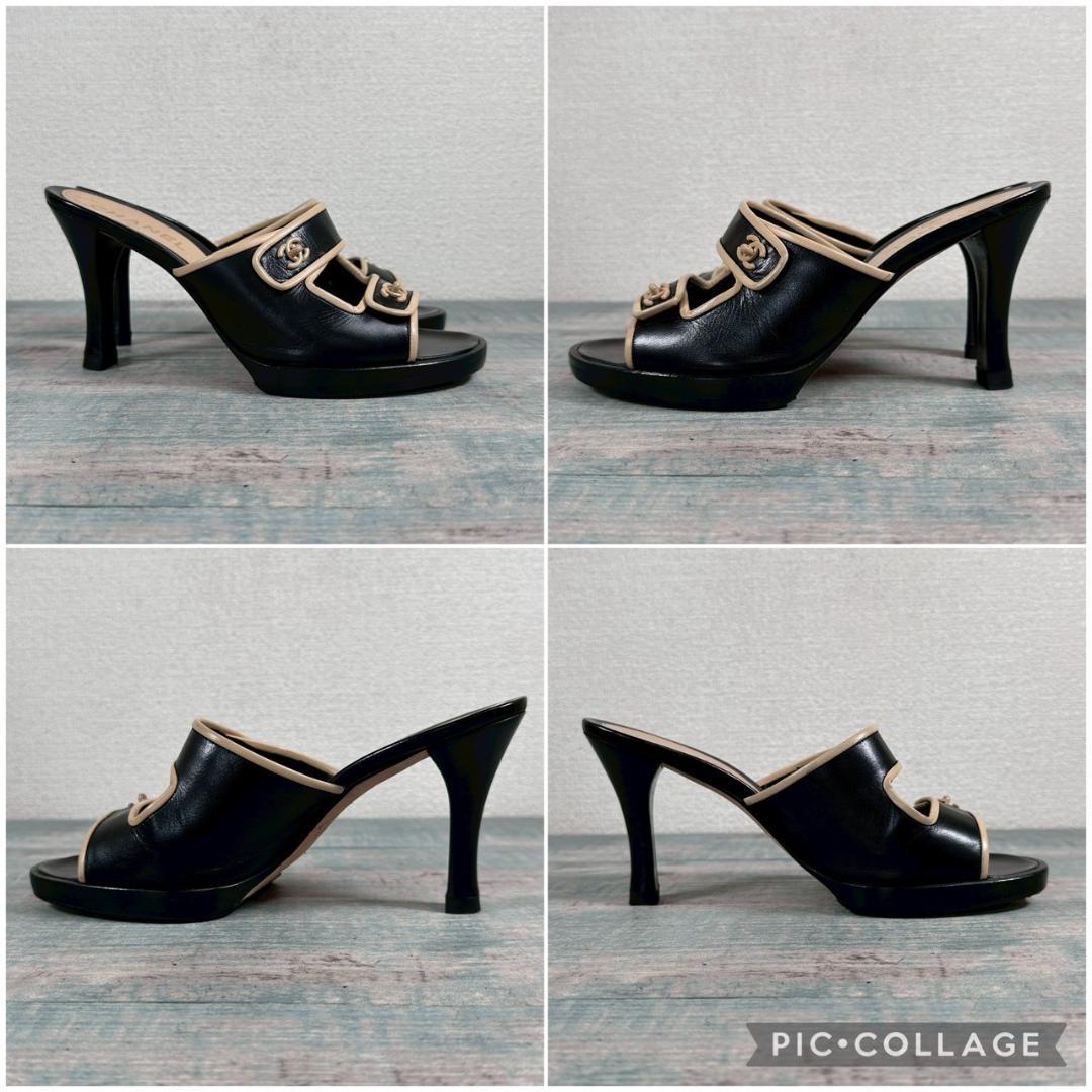 新品仕上げ済 CHANEL ココマーク オールレザー ミュール 37