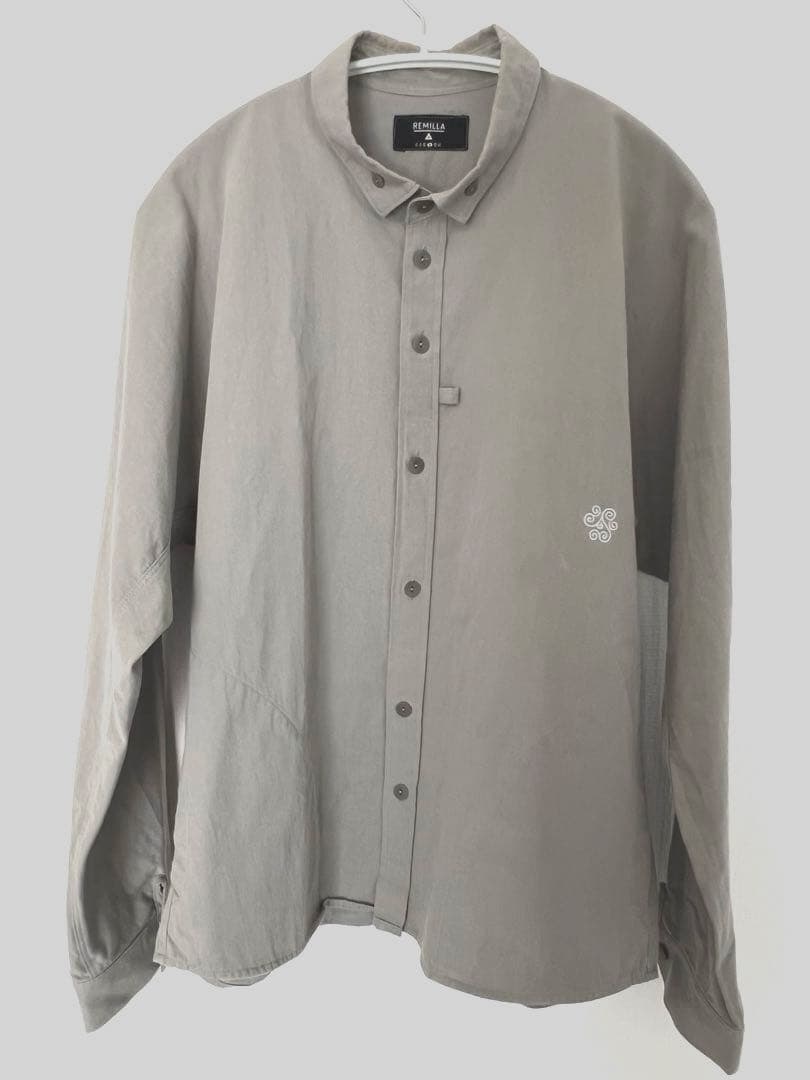 REMILLA レミーラ : 長袖ボタンダウン ドルマンツイルシャツ GRAY