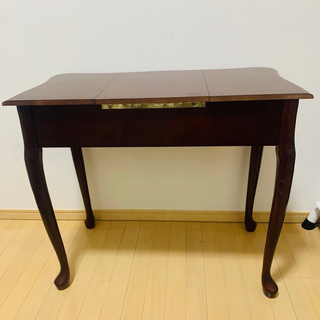 英国風 木製ドレッサー 鏡付　アンティーク 猫脚 デスク テーブル ブラウン