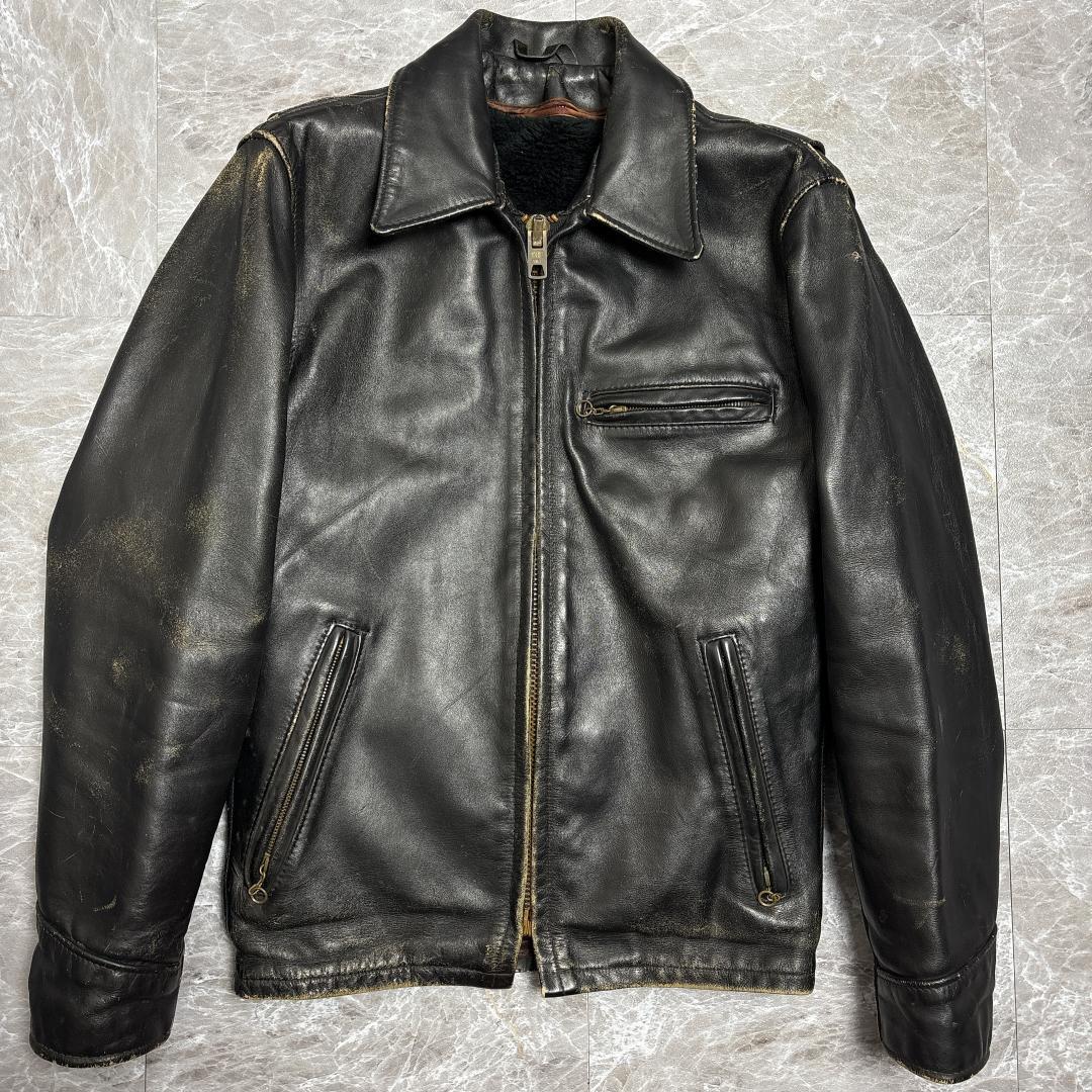 雰囲気抜群 Schott USA製 シングルライダース 34 ブラック ショット