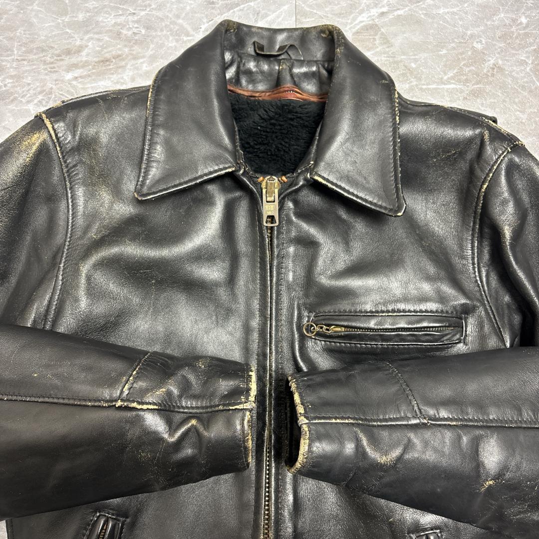 雰囲気抜群 Schott USA製 シングルライダース 34 ブラック ショット