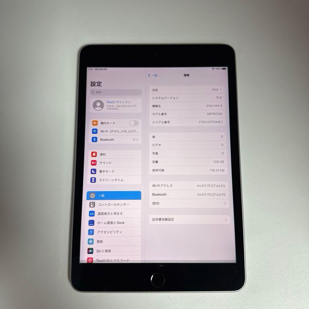 iPad Mini 第4世代　128GB バッテリー99%