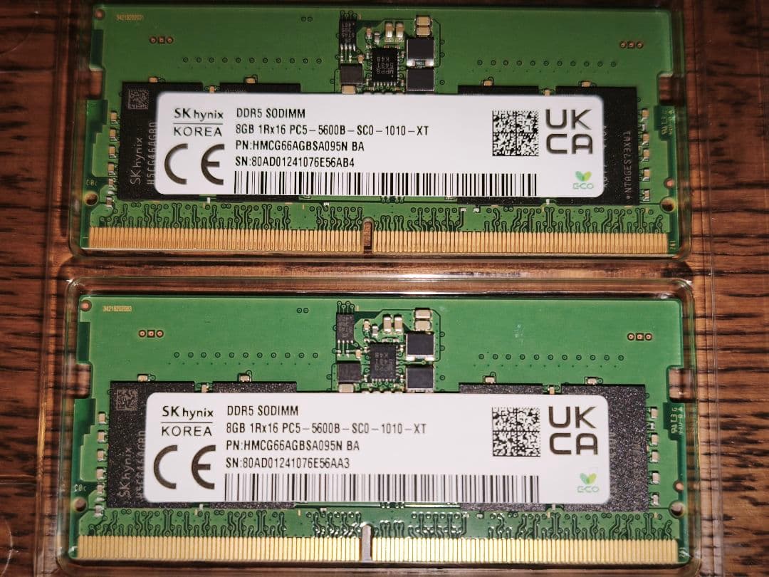 美品 SKhynix SODIMM DDR5 5600 8GB×2枚(16GB)
