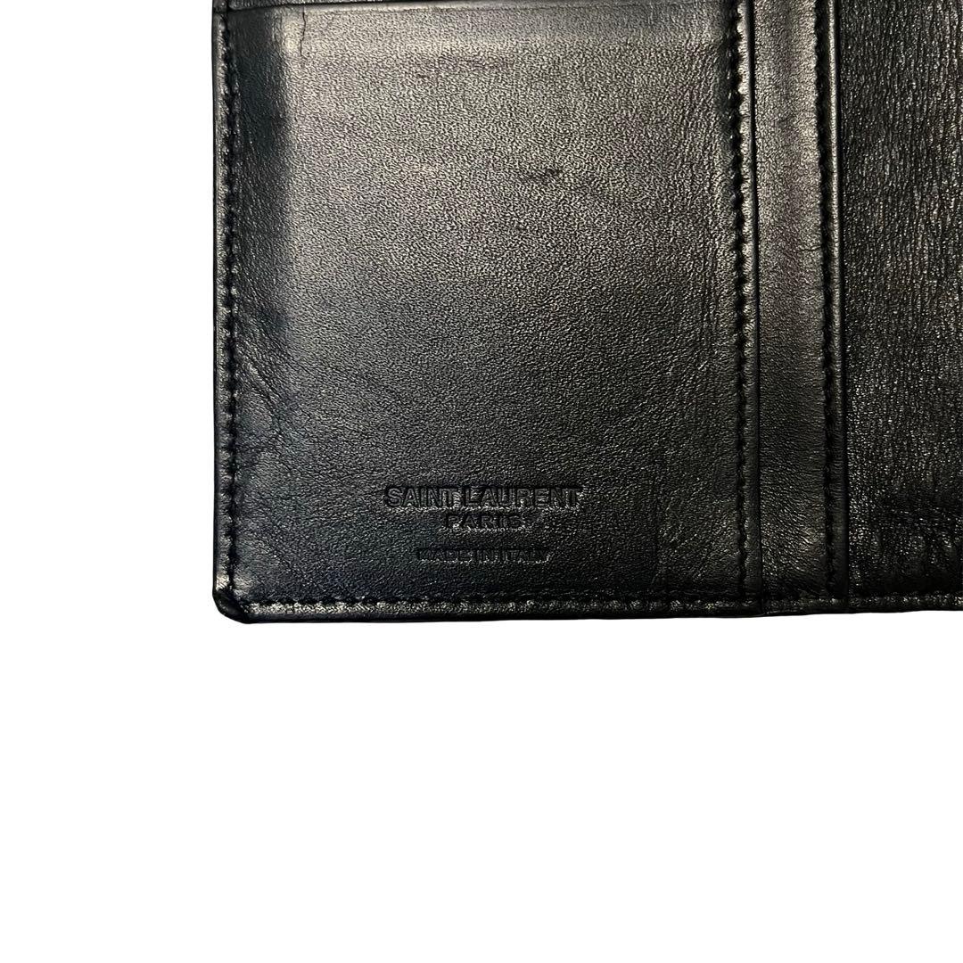希少✨サンローラン 長財布 クロコ型押し ロゴ刻印 レザー ブラック 黒