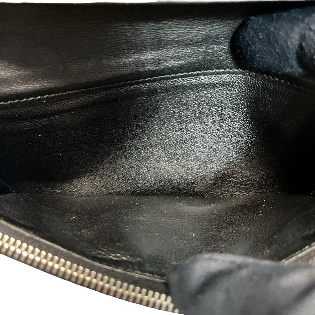 希少✨サンローラン 長財布 クロコ型押し ロゴ刻印 レザー ブラック 黒