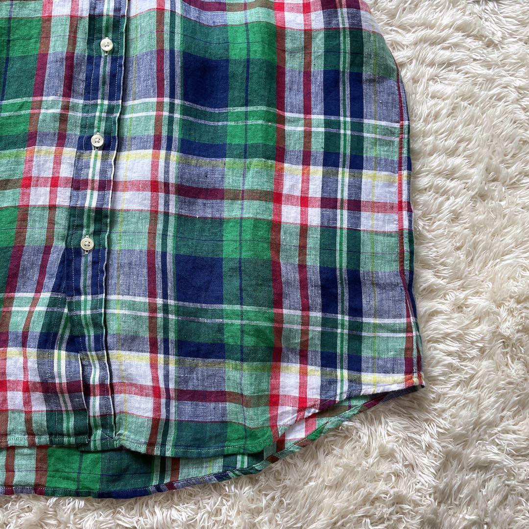 試着のみ　ポロラルフローレン XL リネン100% BDシャツ　ポニー　マドラス