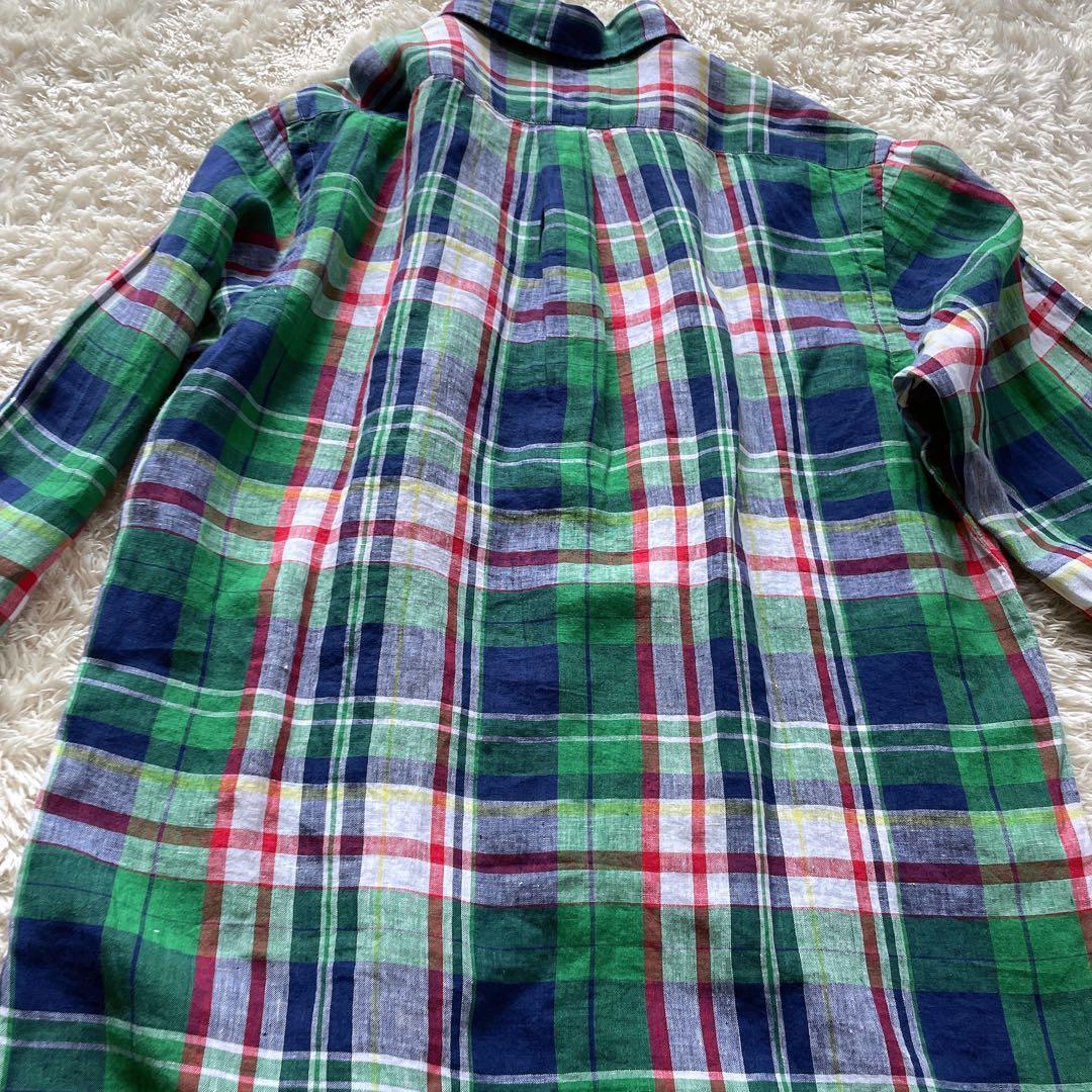 試着のみ　ポロラルフローレン XL リネン100% BDシャツ　ポニー　マドラス