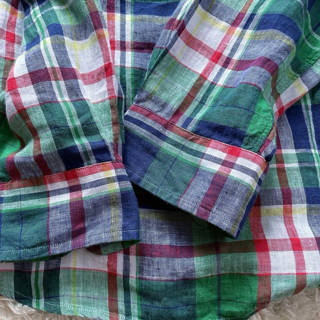 試着のみ　ポロラルフローレン XL リネン100% BDシャツ　ポニー　マドラス