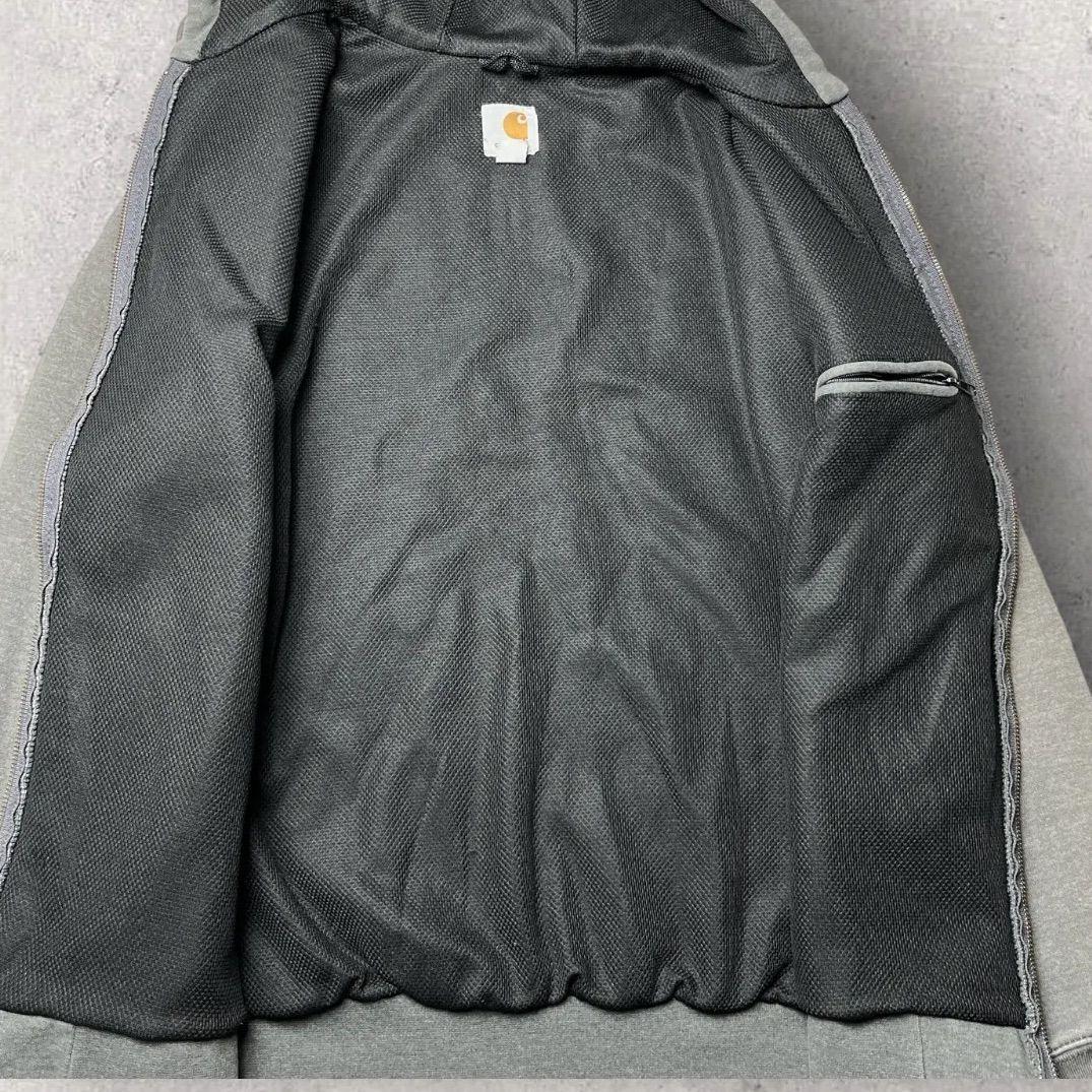 カーハート 裏サーマル ジップアップ パーカー ダブルフェイス グレー M