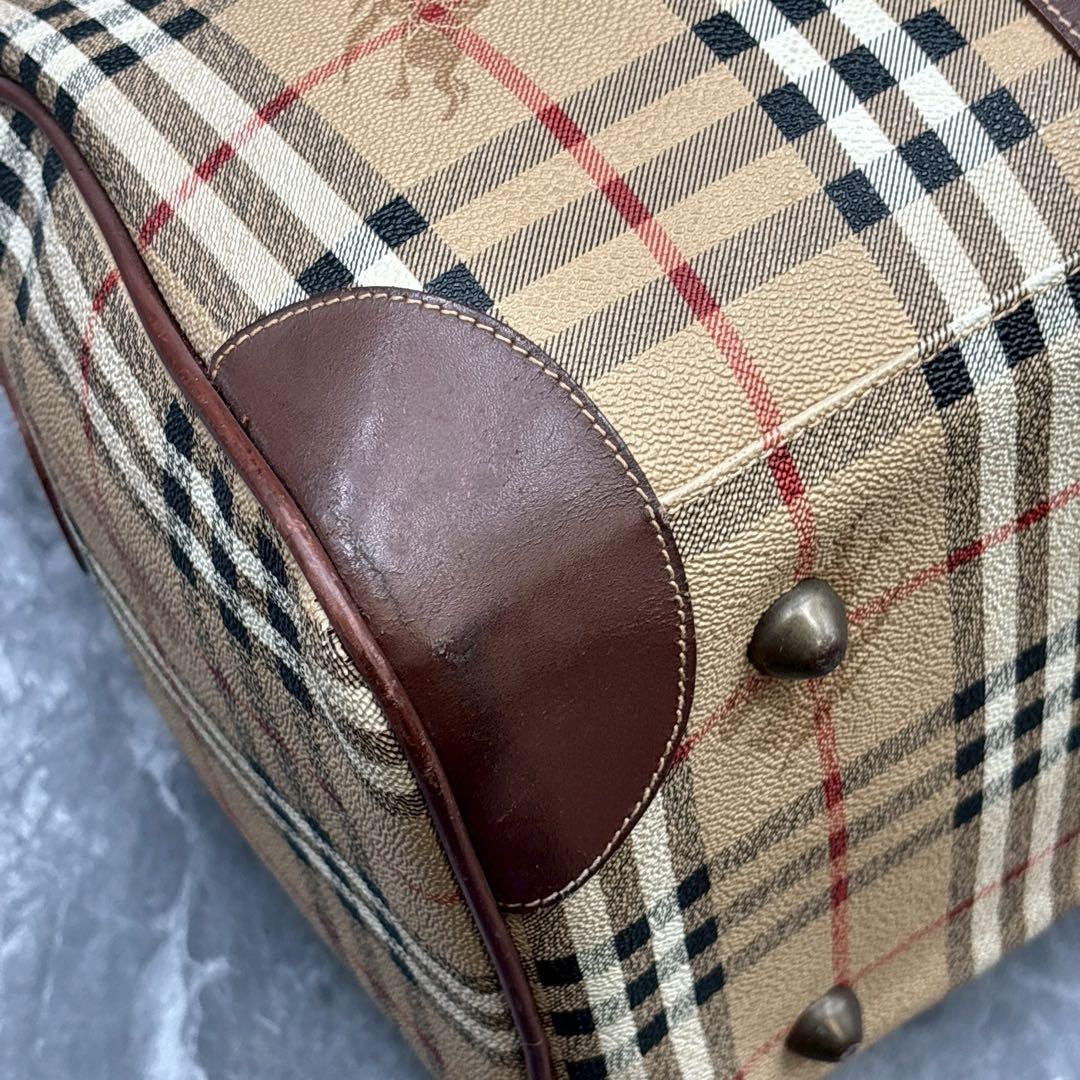 大容量 バーバリーズ ノバチェック ボストンバッグ PVC ホースロゴ
