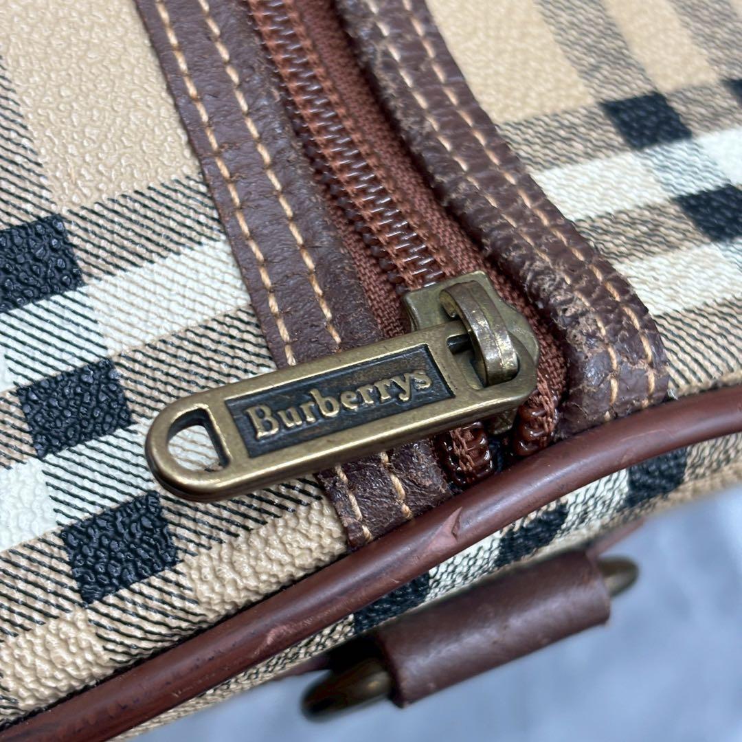 大容量 バーバリーズ ノバチェック ボストンバッグ PVC ホースロゴ