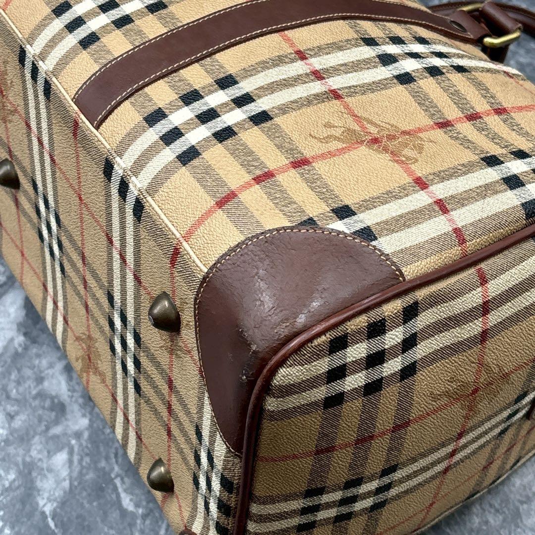 大容量 バーバリーズ ノバチェック ボストンバッグ PVC ホースロゴ