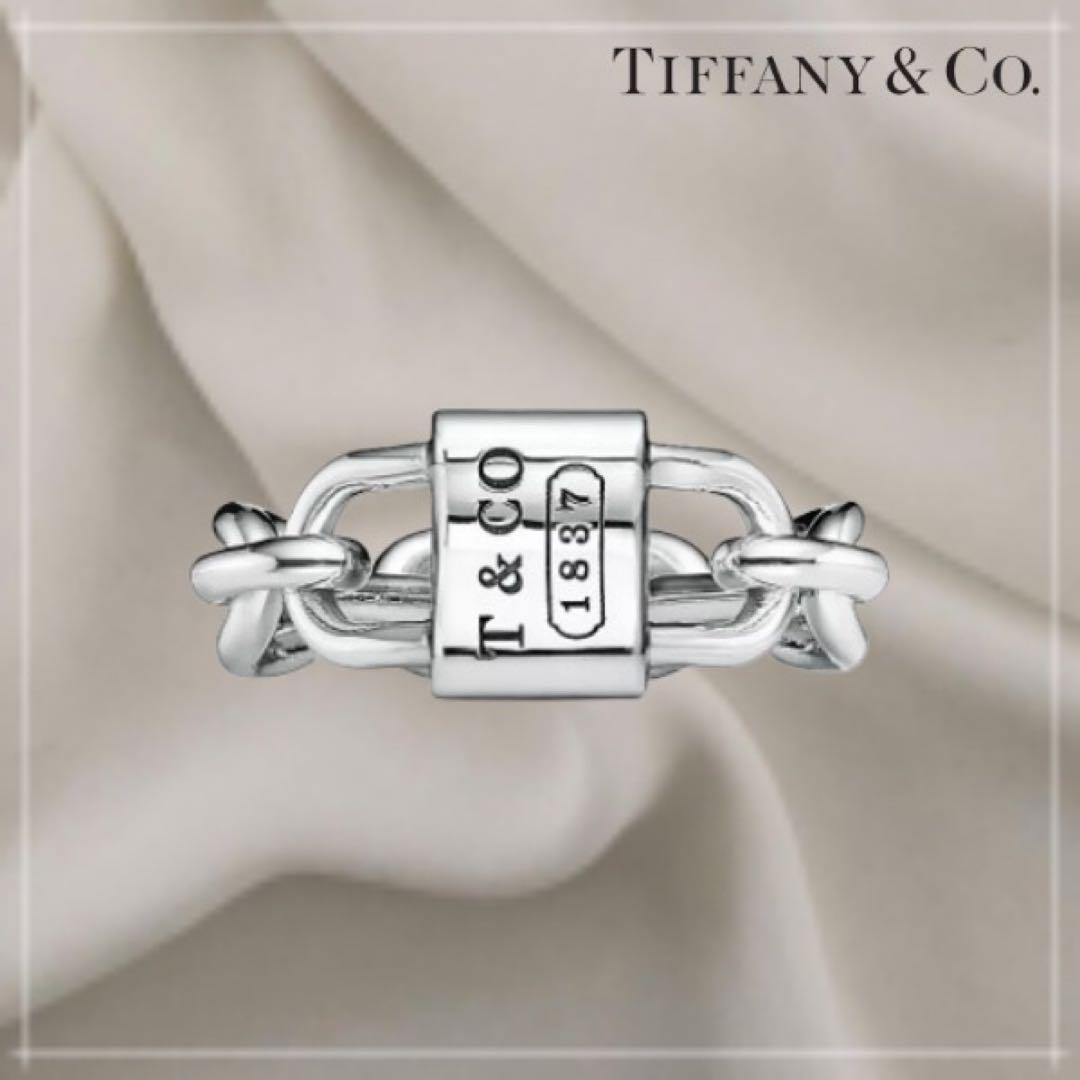 美品 Tiffany & Co. 1837 スモールダブルロック リング 9号