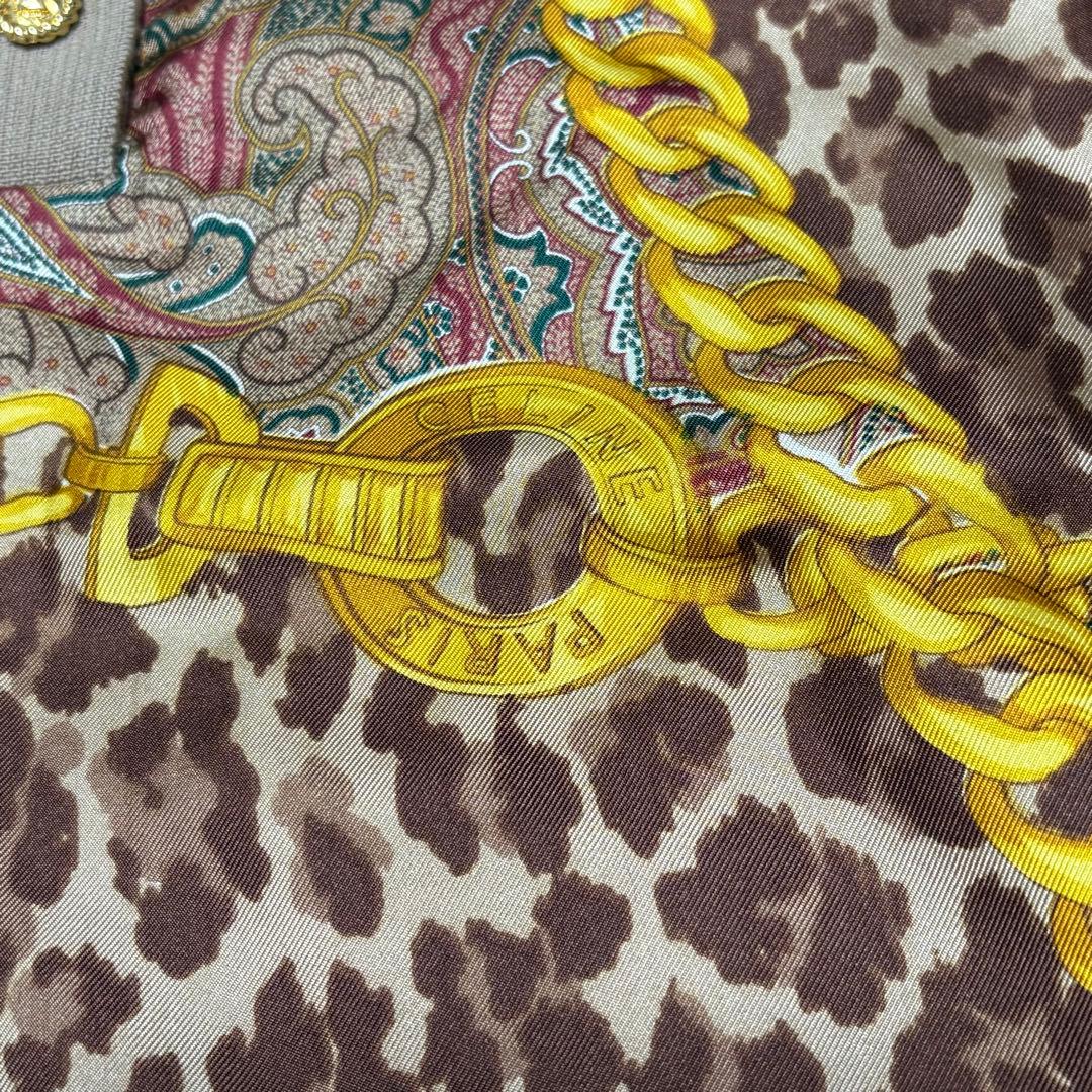 セリーヌ　CELINE スカーフ柄　チェーン柄　ニット　金ボタン　セーター