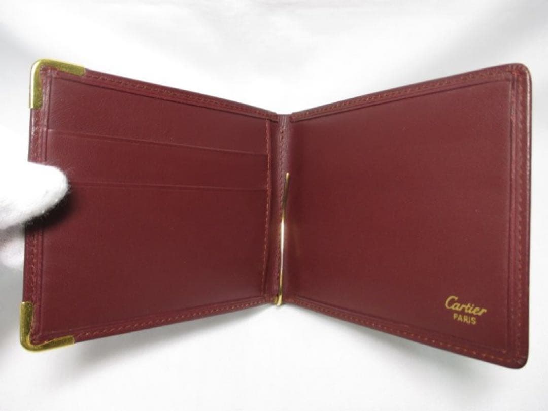 カルティエ 二つ折りマネークリップ 札入れ マネークリップ ボルドー エンジ
