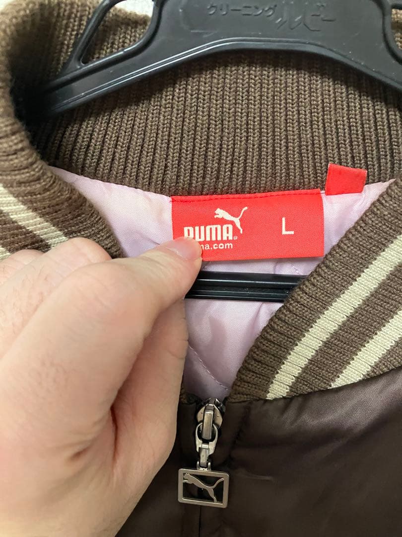 PUMA スカジャン　希少　ブラウン×ゴールド×ピンク　ボンバージャケットY2K