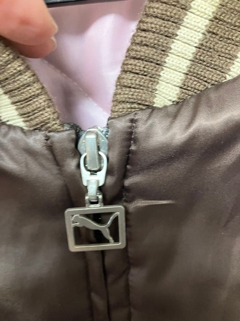 PUMA スカジャン　希少　ブラウン×ゴールド×ピンク　ボンバージャケットY2K