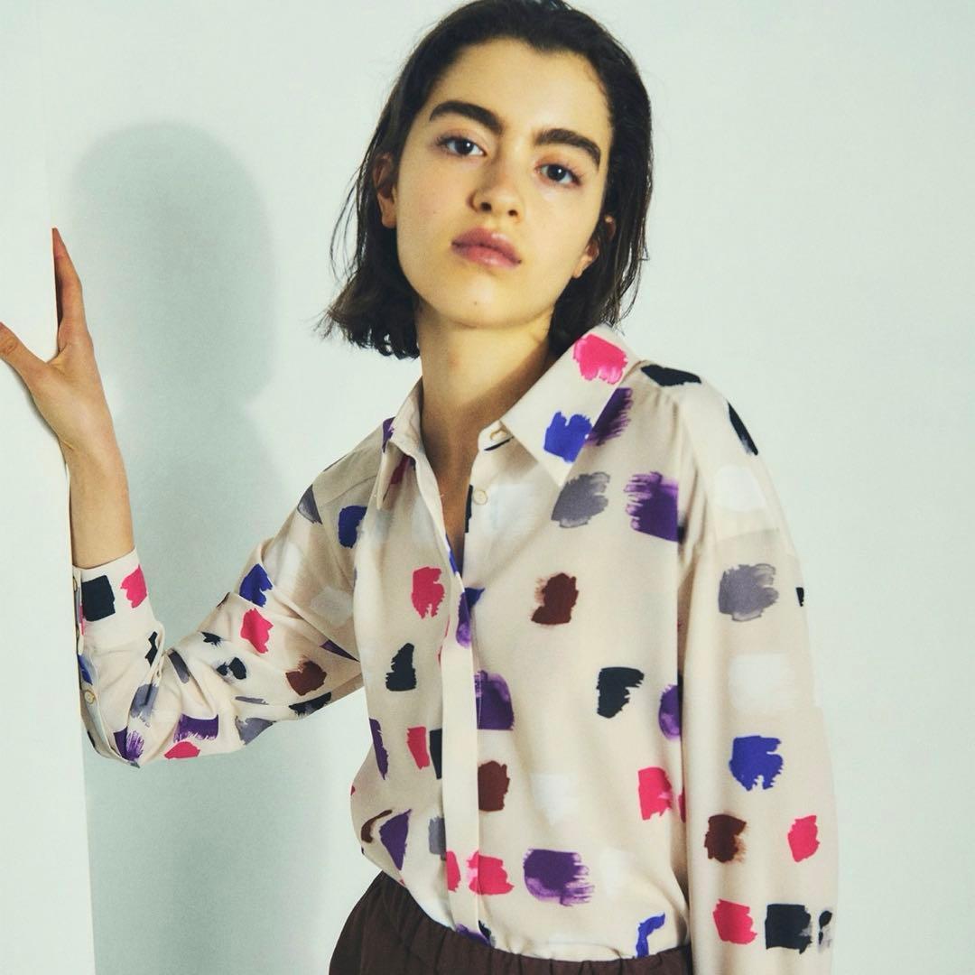 【美品】グレースコンチネンタル ダイアグラム マルチプリントブラウス M