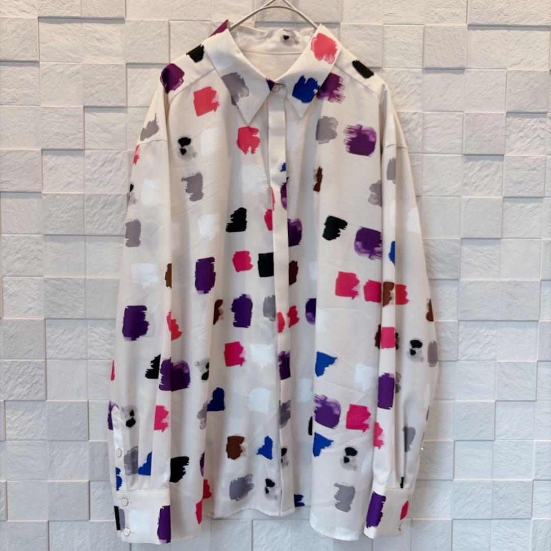 【美品】グレースコンチネンタル ダイアグラム マルチプリントブラウス M