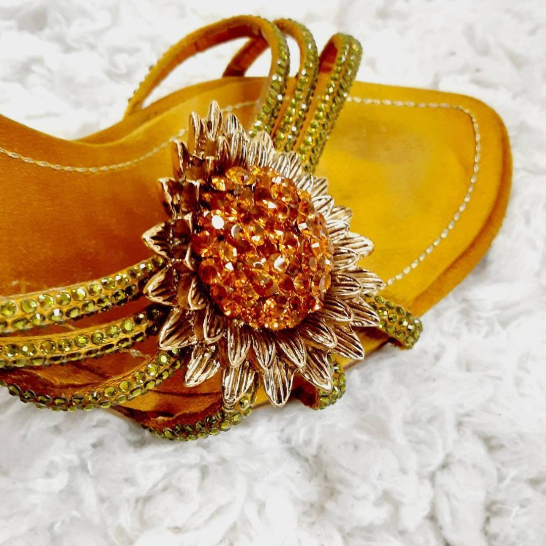 美品 23㎝◎レネカオヴィラ ハイヒールサンダル ゴールド イタリア製