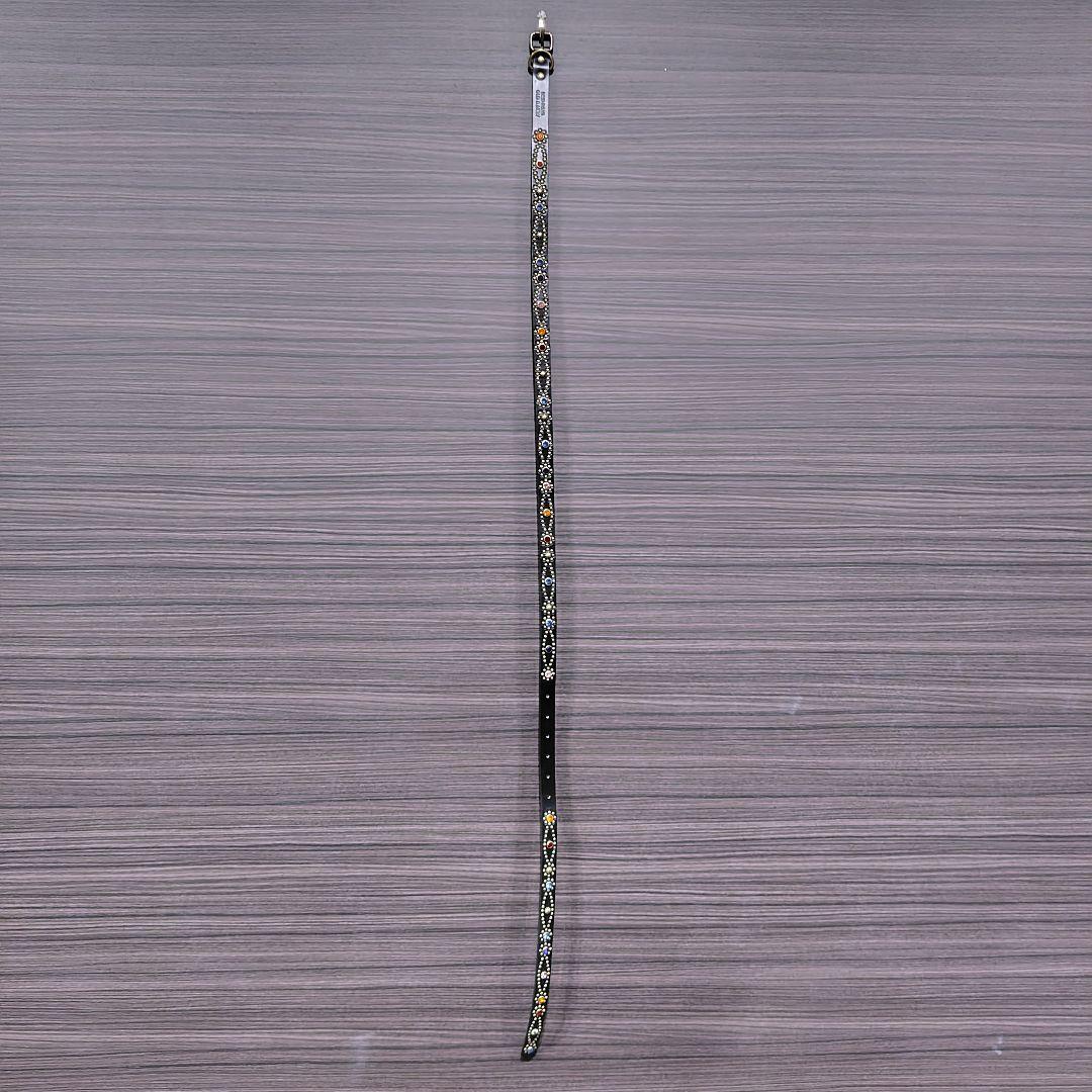 クロス虹■本革レザーフルスタッズナローベルト☆マルチアンティークゴールドブラスト