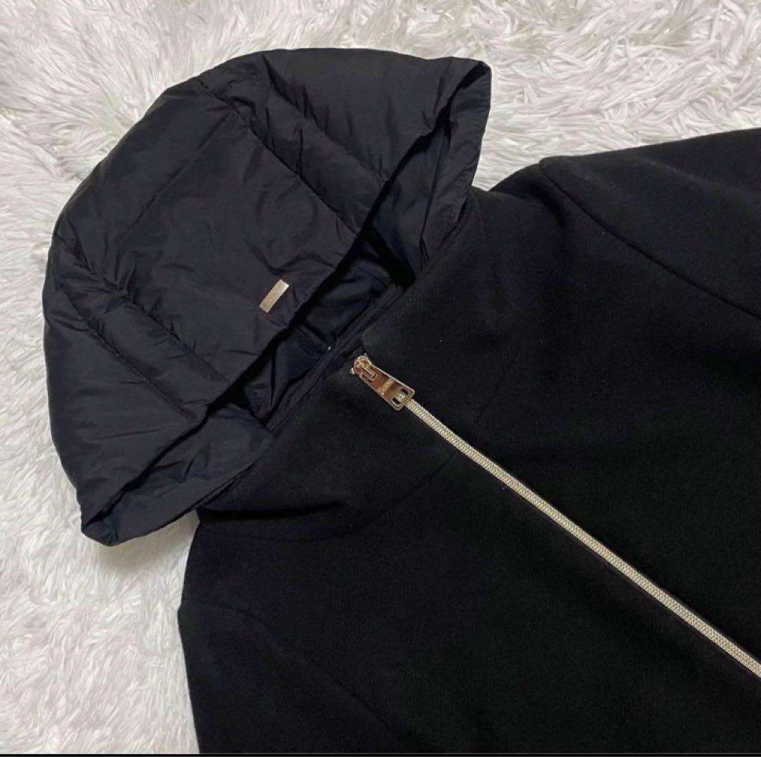 ヘルノ HERNO 異素材切替 フード付 ロングダウンコート