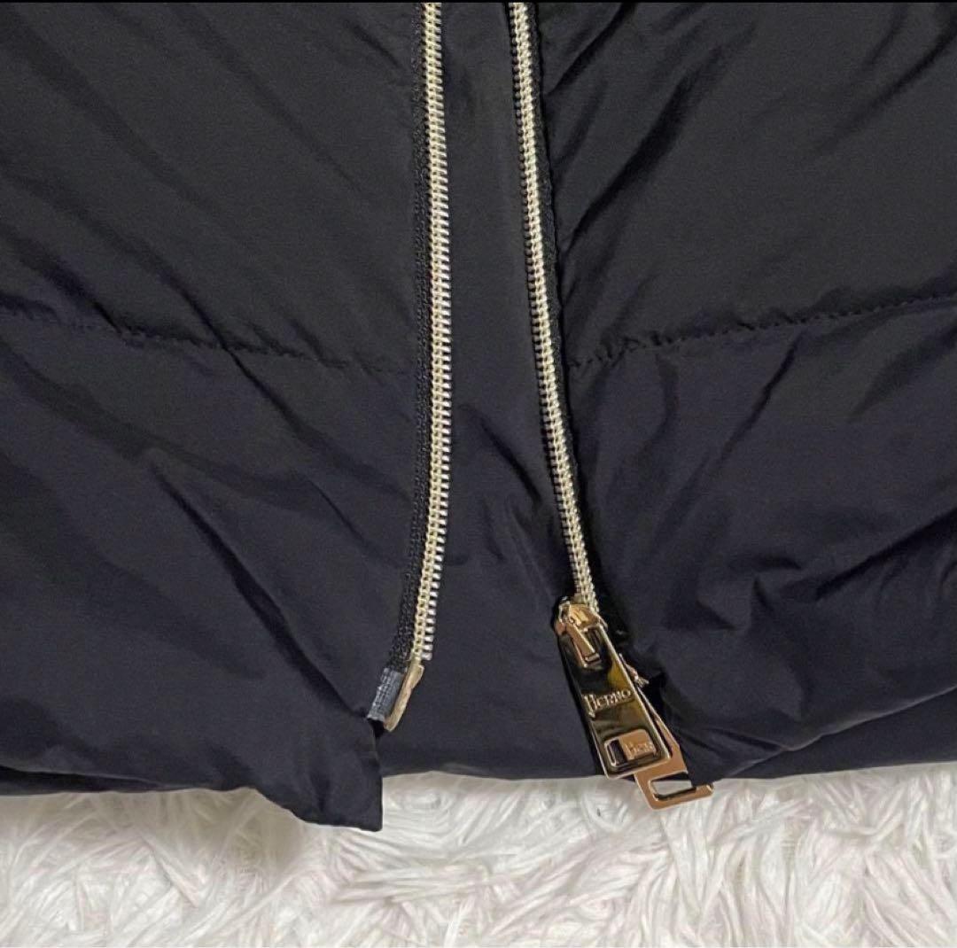 ヘルノ HERNO 異素材切替 フード付 ロングダウンコート