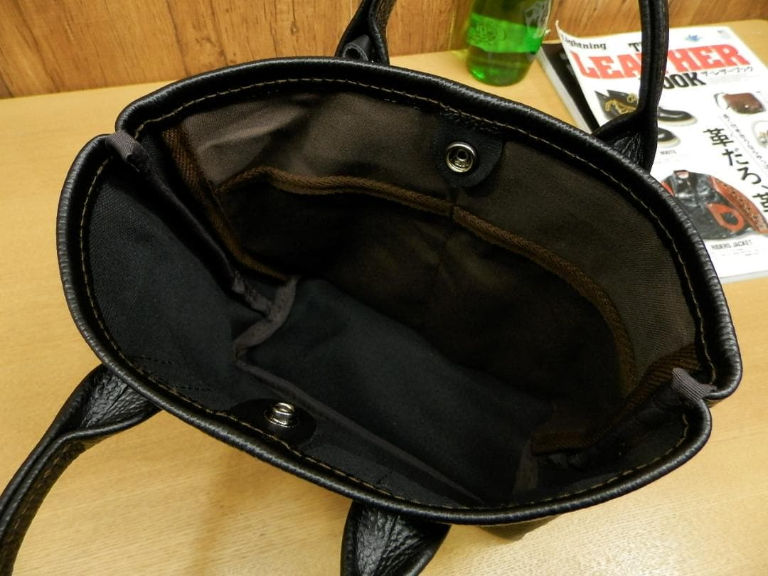 ☆XSサイズ☆定番☆黒シュリンクレザーのミニトートバッグ姫路ハンドメイド本革